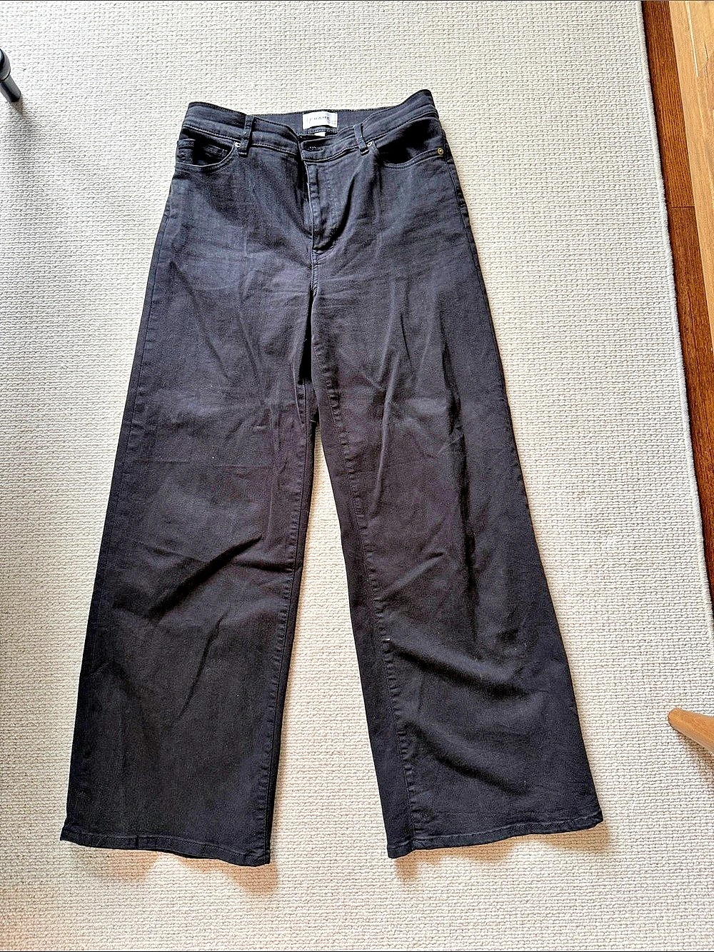 FRAME Le Slim Palazzo Wide Leg Pants in Black